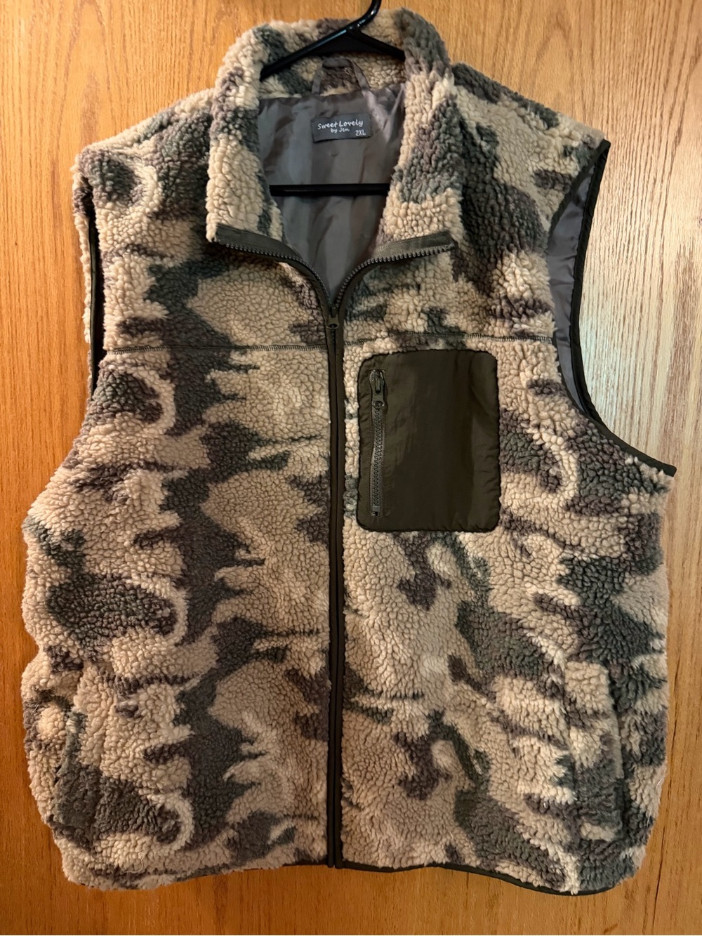 Cozy Camo Sherpa Vest in Taupe & Gray - Sweet Lovely